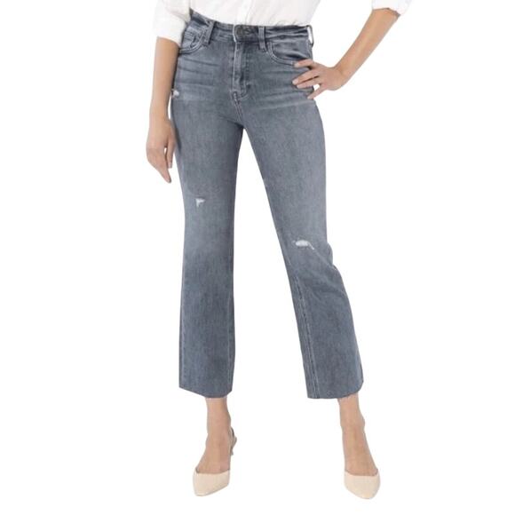Kut from the Kloth Denim - KUT Flare Ankle Jeans Gray Women's 4 Raw Hem Y2K Boho Soft Grunge Alt Edgy Rock